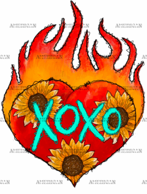 Xoxo Heart Flames DTF Transfer