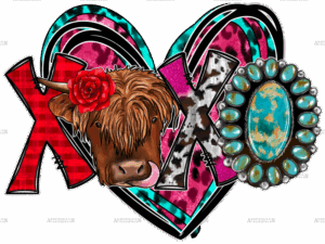 Xoxo Highland Cow DTF Transfer