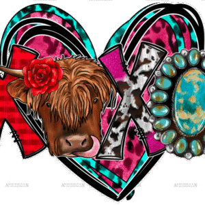 Xoxo Highland Cow DTF Transfer