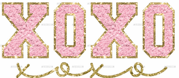 Xoxo Pink Gold DTF Transfer