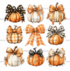 Autumn Pumpkins Bows-1 DTF Transfer