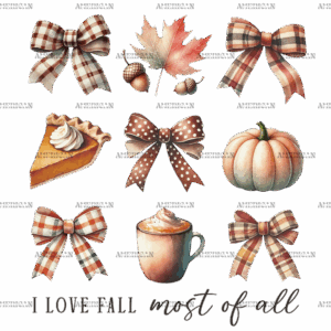Autumn Pumpkins Bows-11 DTF Transfer