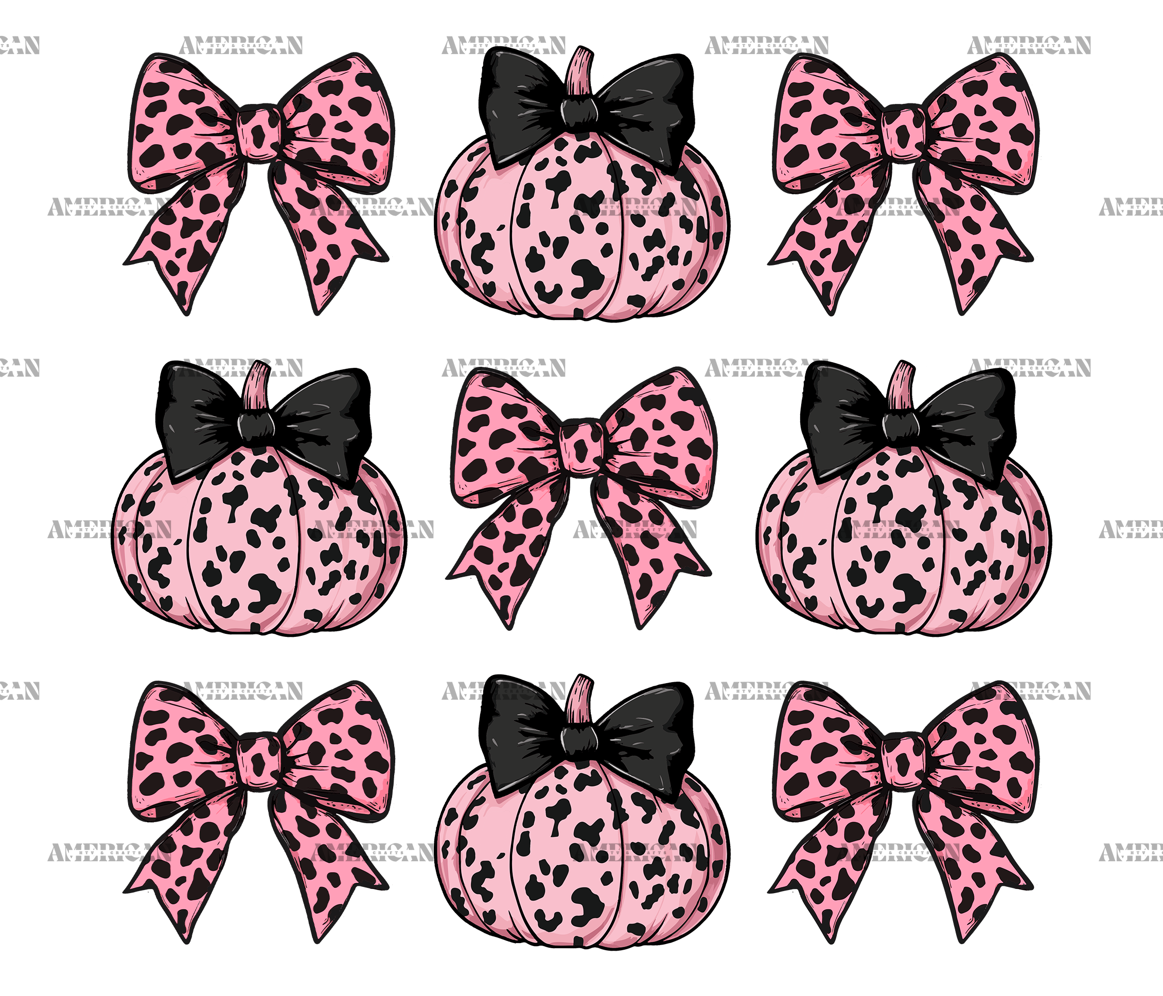 Autumn Pumpkins Bows-12 DTF Transfer