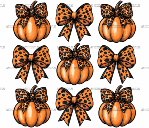 Autumn Pumpkins Bows-2 DTF Transfer