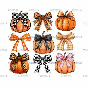 Autumn Pumpkins Bows-3 DTF Transfer
