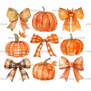 Autumn Pumpkins Bows-4 DTF Transfer