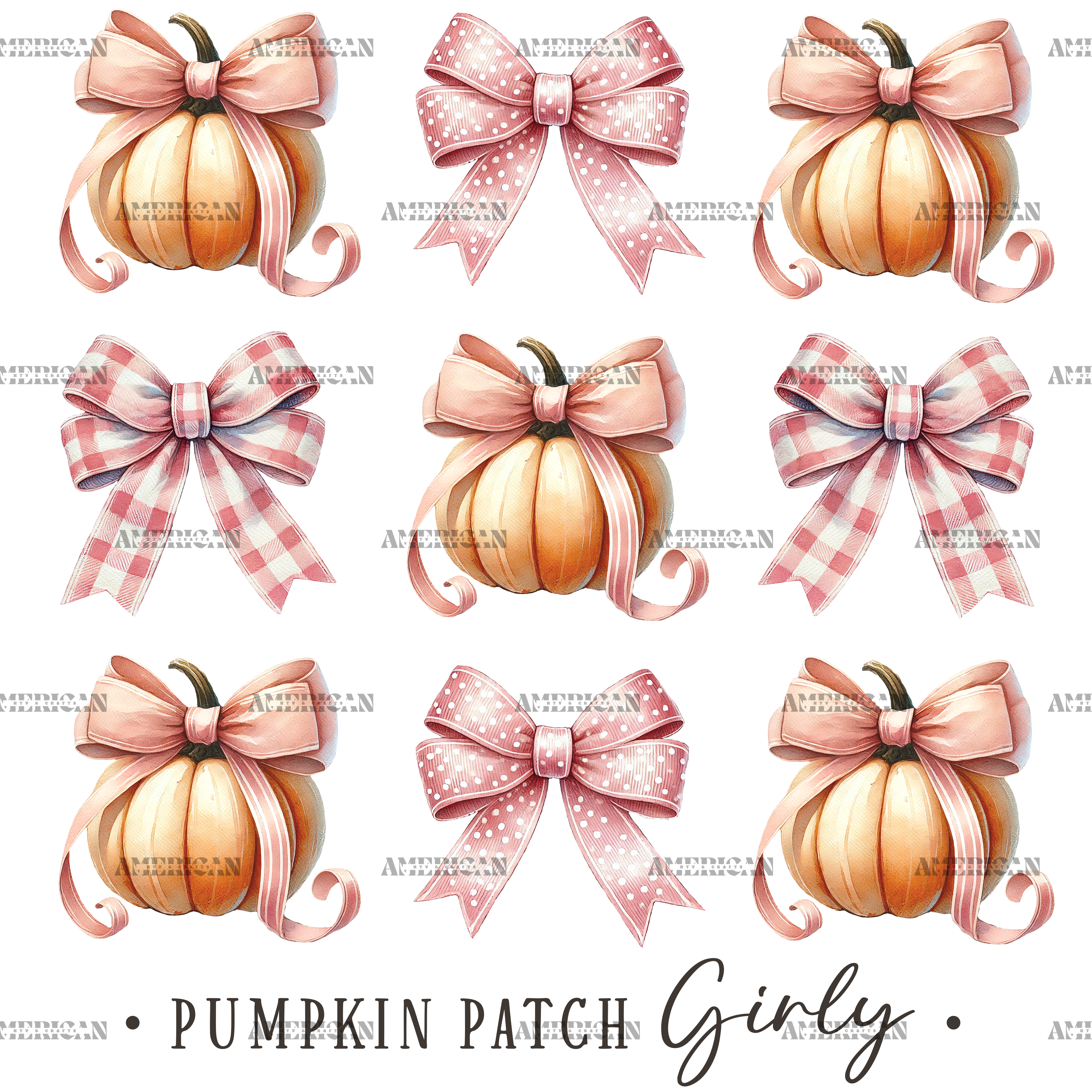 Autumn Pumpkins Bows-7 DTF Transfer