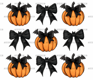 Autumn Pumpkins Bows-8 DTF Transfer