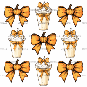 Autumn Pumpkins Bows-9 DTF Transfer