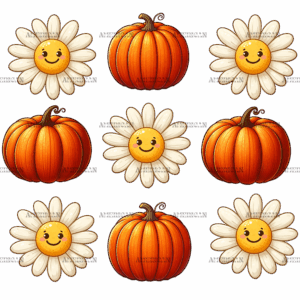 Autumn Pumpkins Flowers DTF Transfer