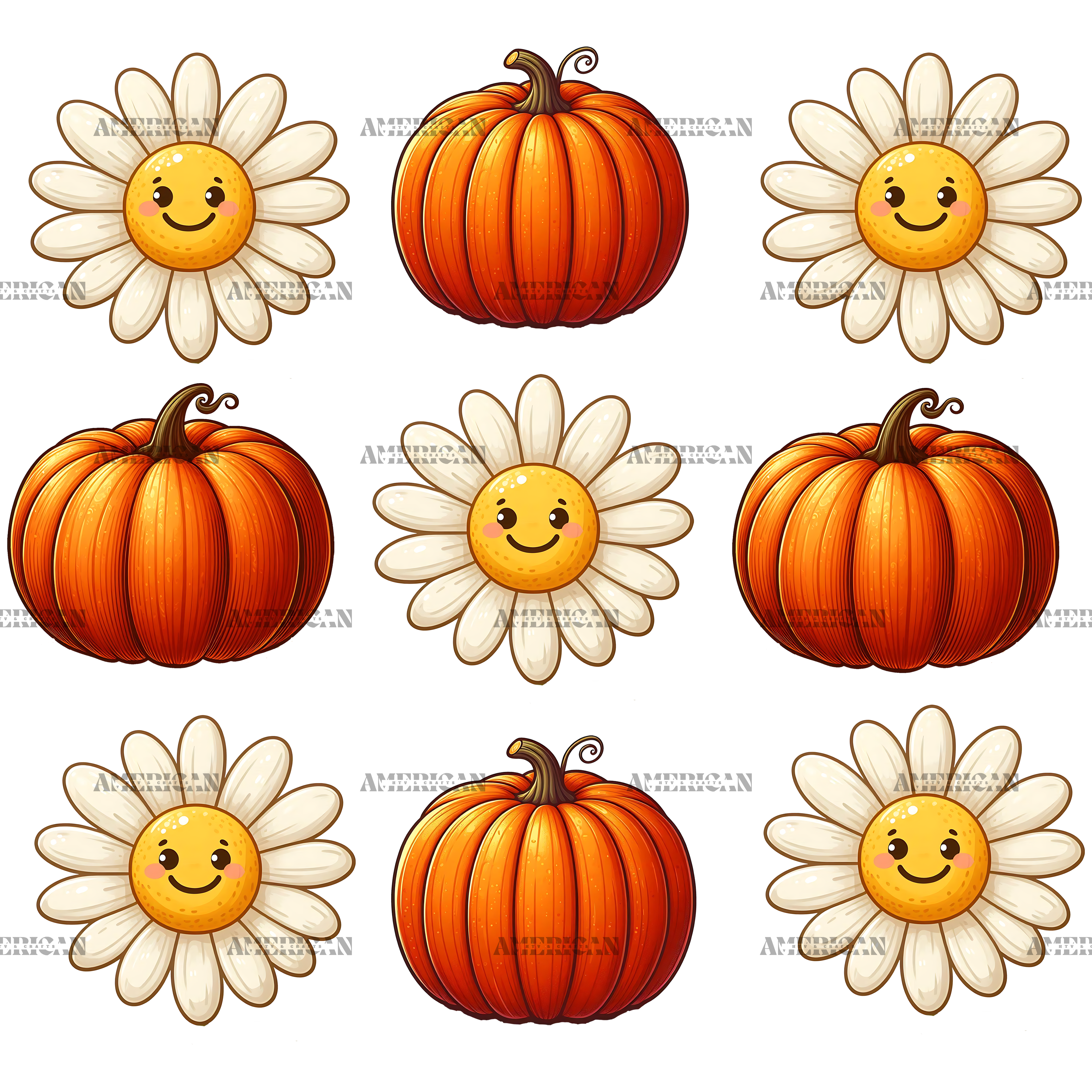 Autumn Pumpkins Flowers DTF Transfer