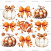 Autumn Pumpkins Football Bows-2 DTF Transfer