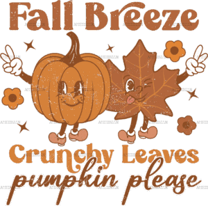 Fall Breeze Crunchy Leaves Pumpkin Please DTF Transfer