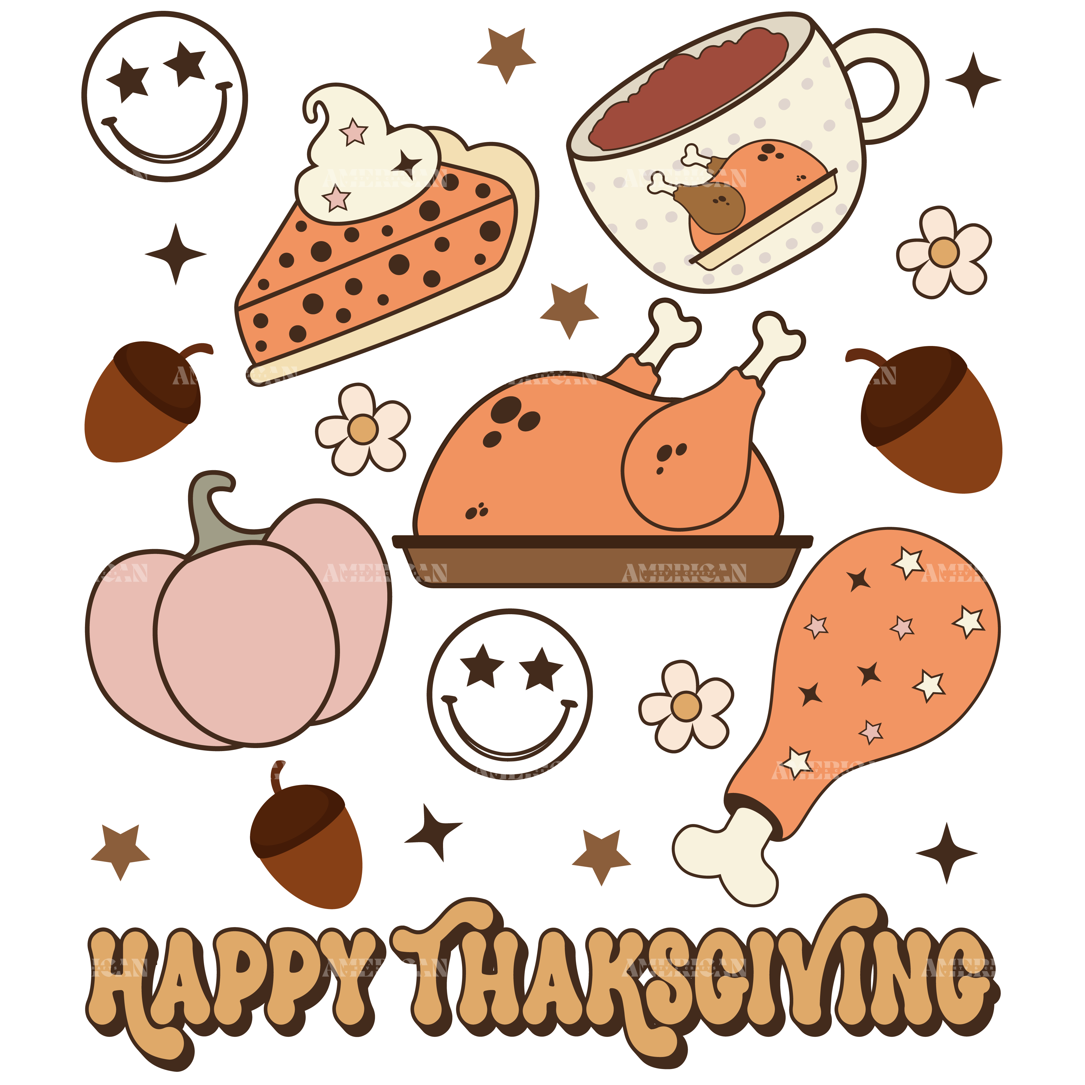 Happy Thanksgiving Food DTF Transfer
