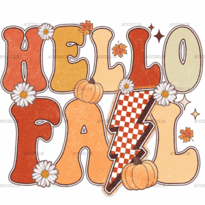 Hello Fall Bolt Dotted DTF Transfer