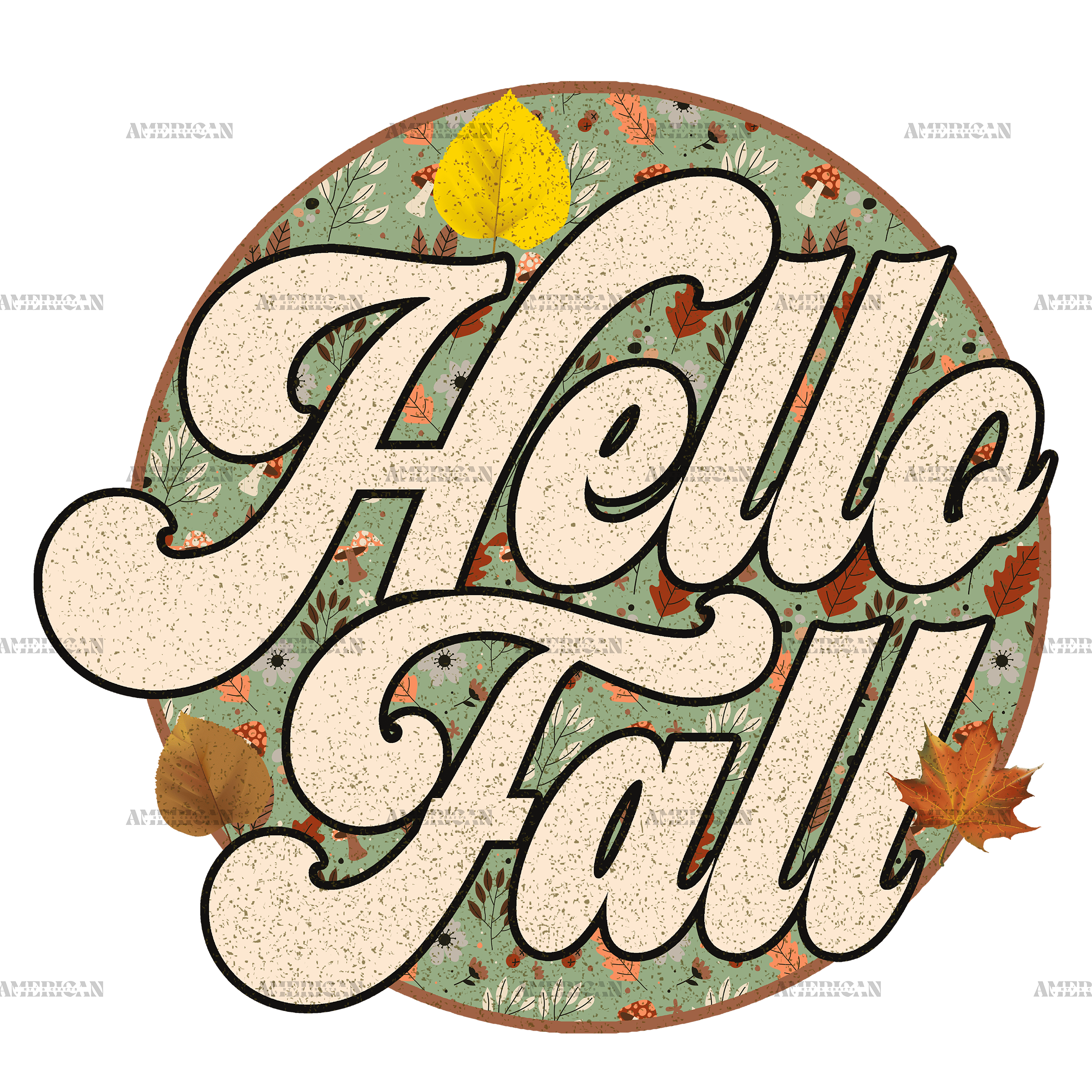 Hello Fall Leaves Dotted DTF Transfer