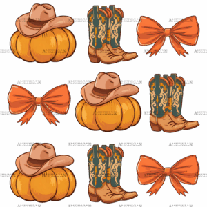 Howdy Autumn Pumpkins Bows-3 DTF Transfer