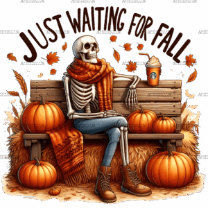 Just Waiting For Fall Skeleton-3 DTF Transfer