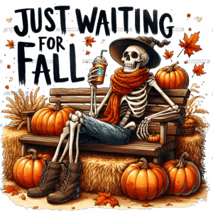 Just Waiting For Fall Skeleton-4 DTF Transfer