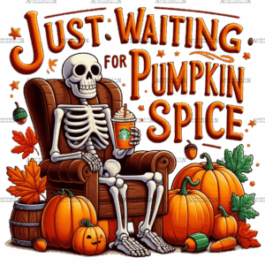 Just Waiting For Pumpkin Spice Skeleton-2 DTF Transfer