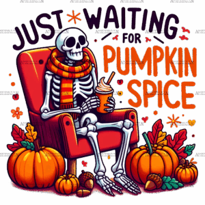 Just Waiting For Pumpkin Spice Skeleton-3 DTF Transfer