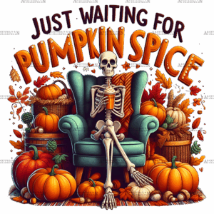 Just Waiting For Pumpkin Spice Skeleton-6 DTF Transfer