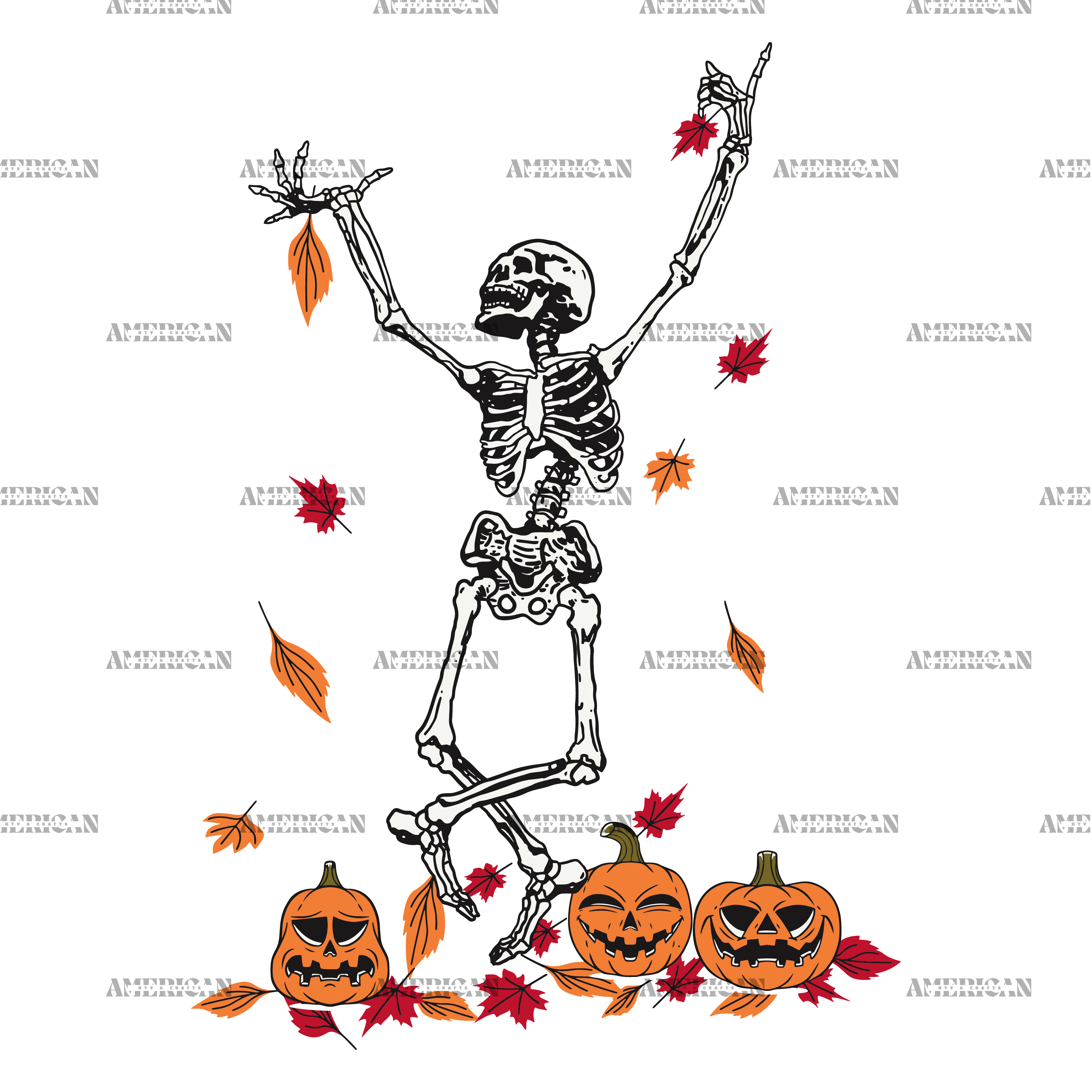 Leaves Are Falling Skeleton Is Dancing-1 DTF Transfer