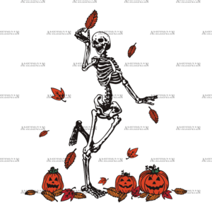 Leaves Are Falling Skeleton Is Dancing-2 DTF Transfer