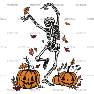 Leaves Are Falling Skeleton Is Dancing-3 DTF Transfer