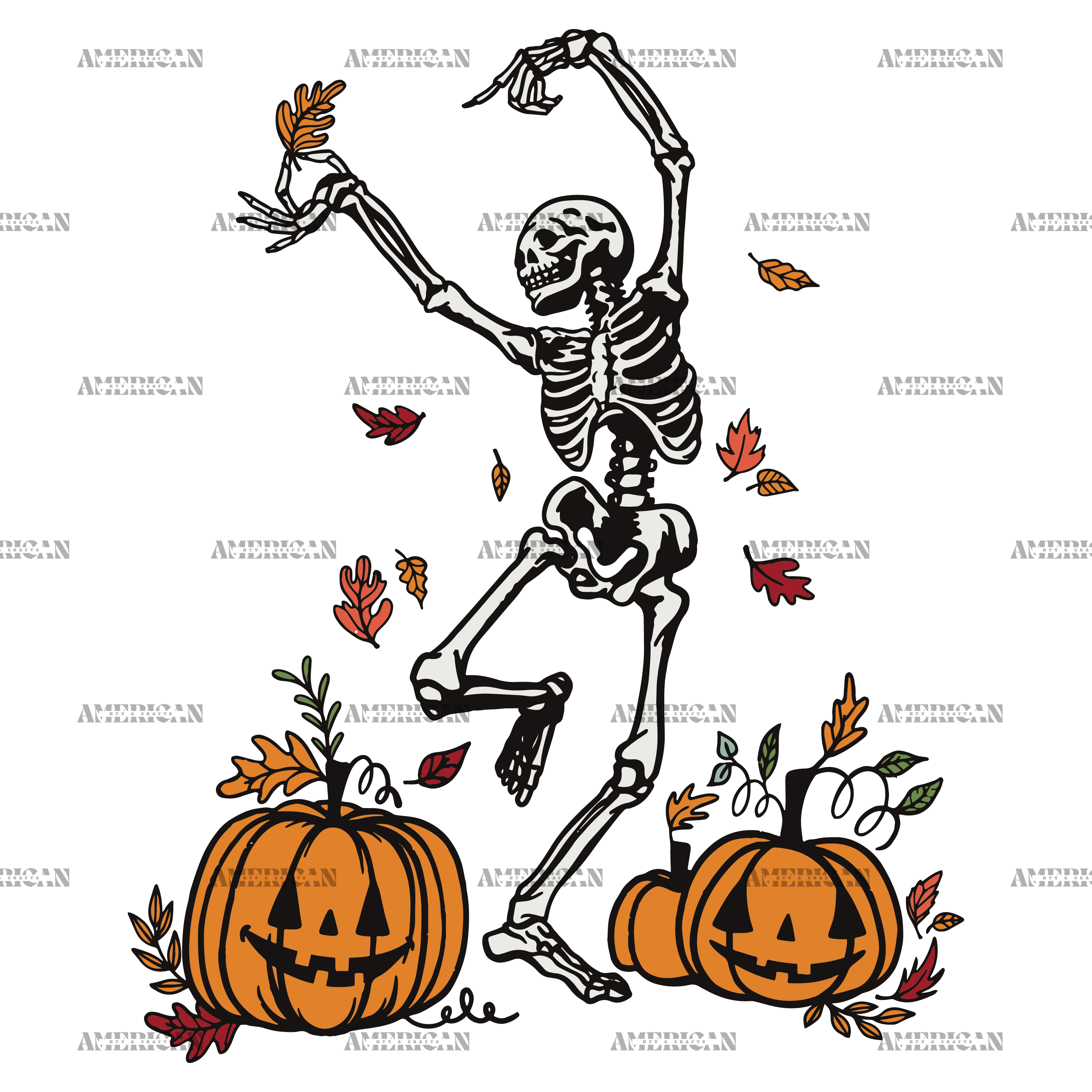 Leaves Are Falling Skeleton Is Dancing-3 DTF Transfer