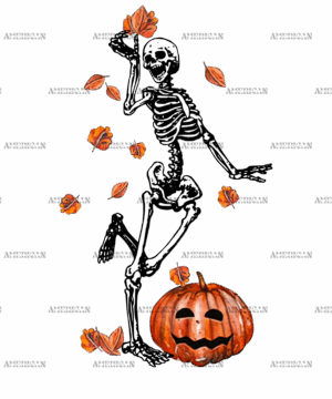 Leaves Are Falling Skeleton Is Dancing-4 DTF Transfer